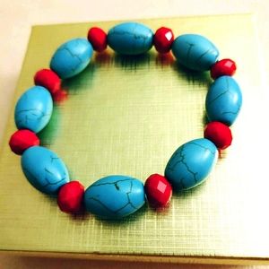 (LAST CHANCE-  5/$10) NEW TURQUOISE BEADS BRACELET